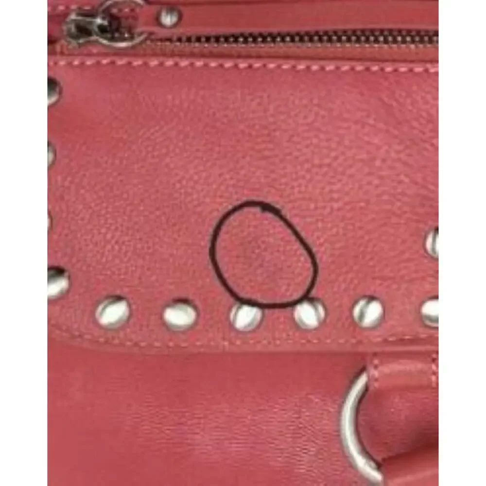 Sorial Studded‎ Leather Tote Shoulder Bag Pink Coral Boho Moto Satchel Purse